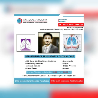 Profile Photo of Dr. Syed Bilal Hafeez Pulmonologist Faisalabad, Pakistan